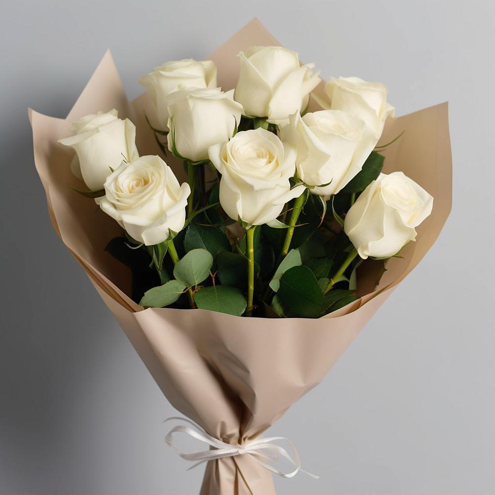 Букет 9 Белых роз Эдлесс Лав в Дивноморское