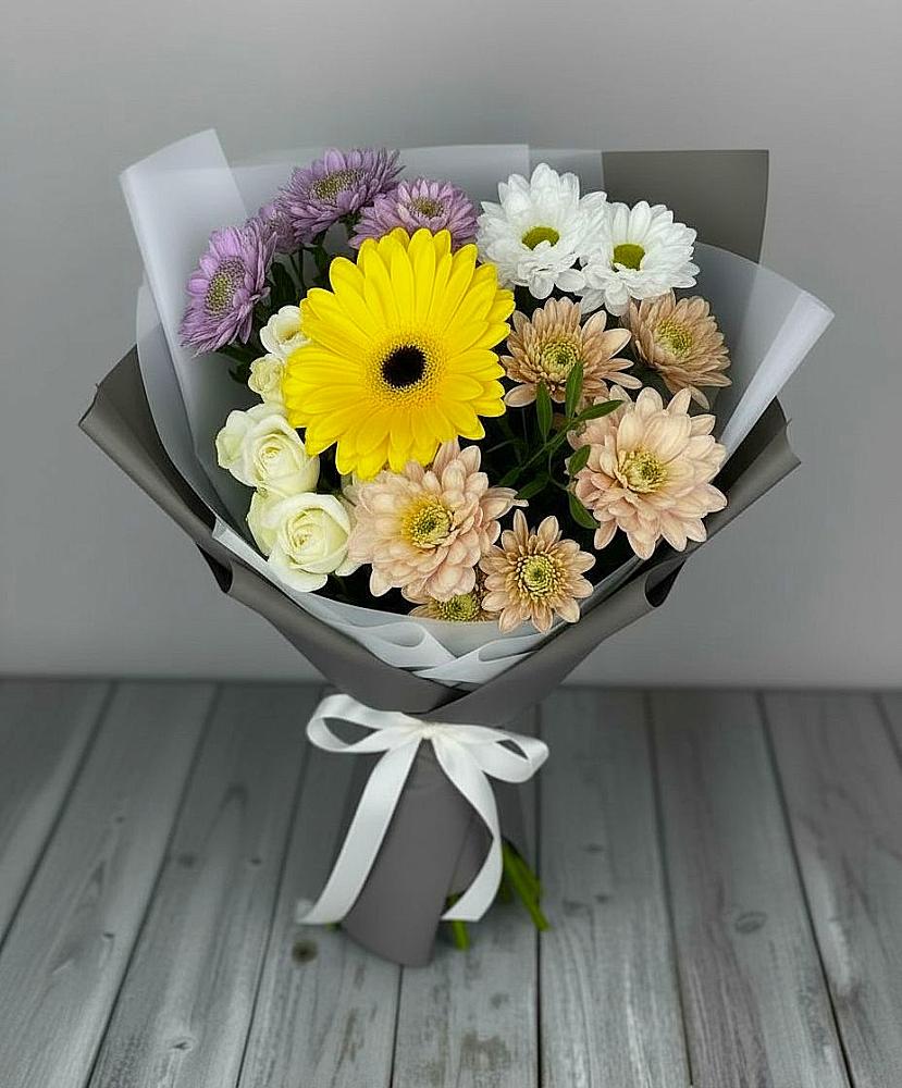 Букет цветов из: Розы, Герберы и Хризантемы в Дивноморское