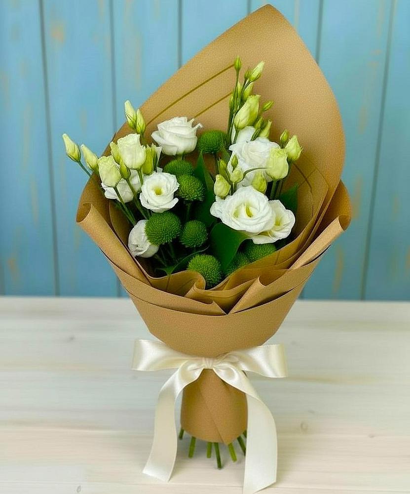 Букет цветов из: Хризантемы и Лизиантусы в Дивноморское