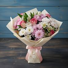 Букет цветов из:  Хризантемы, Альстромерии и Розы #REPLACE_PRED# Дивноморское