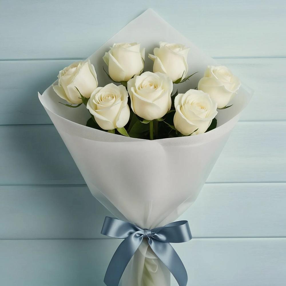 Букет 7 Белых роз Эдлесс Лав в Дивноморское